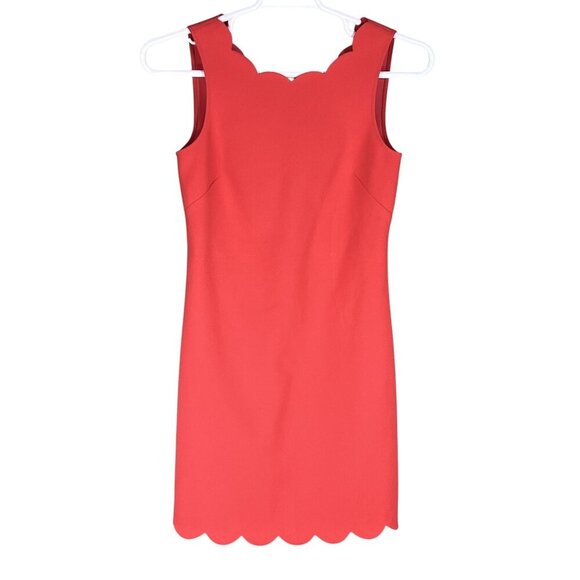 J Crew Womens 2 Coral Scallop Sleeveless Shift Dress Side Zip Timeless Career - Picture 4 of 14